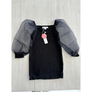 Baileys Blossoms Sheer Puff Sleeve Black Top NWT Size 2T